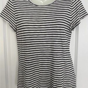 J. Crew Black and White Striped Short Sleeve Tee